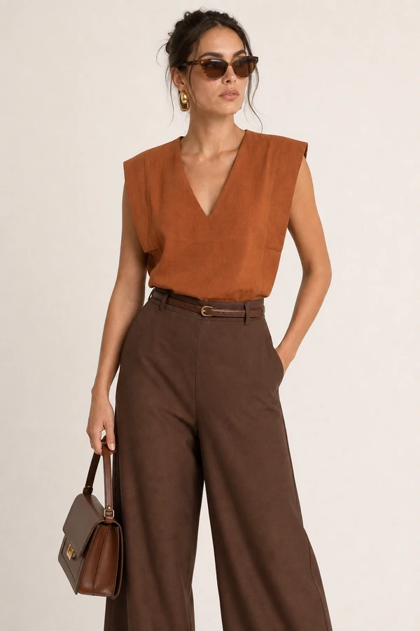 Blusa alfaiataria decote v com pala