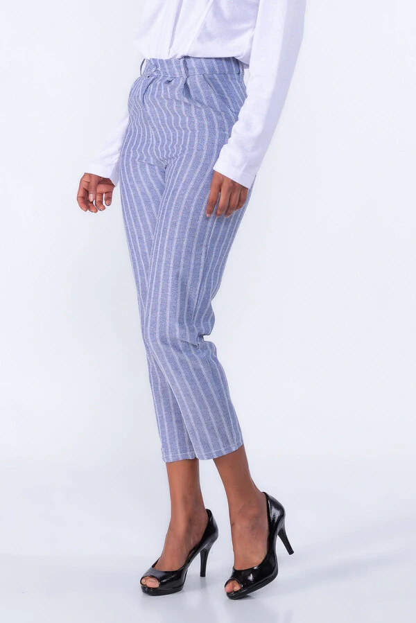 Calça Risca de Giz Pregas