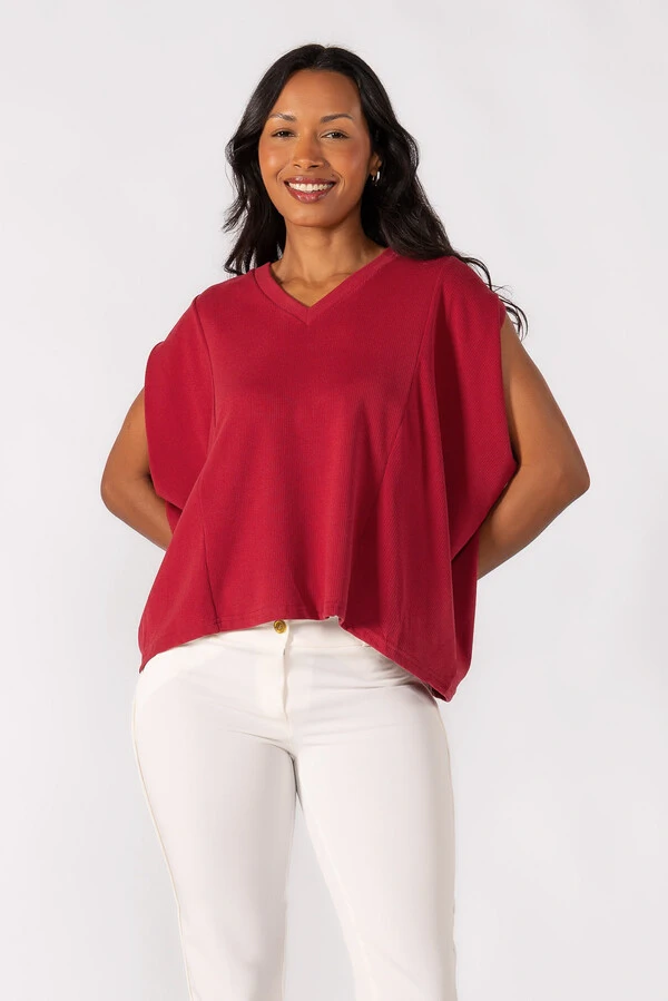 Blusa oversized decote em V