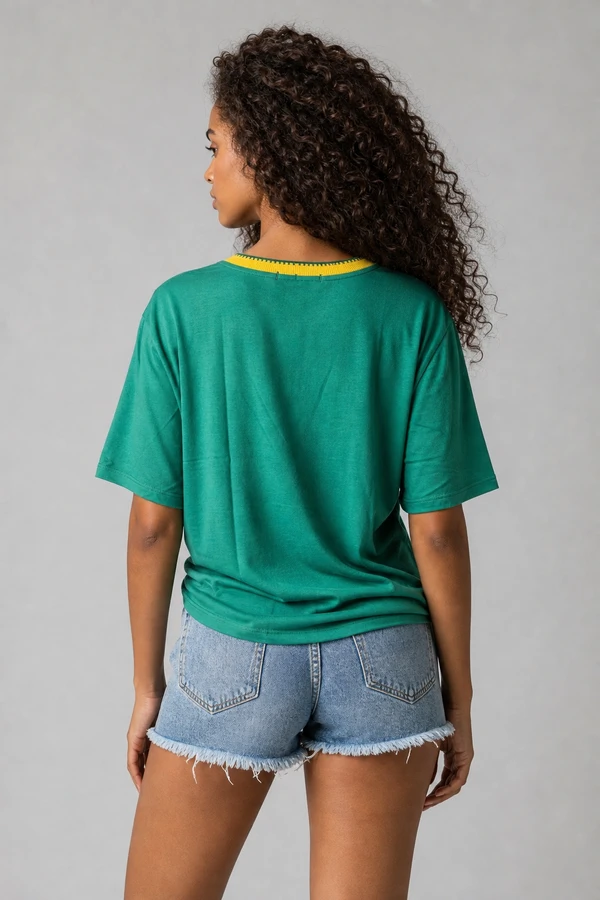 Blusa manga curta retilinea decote plus