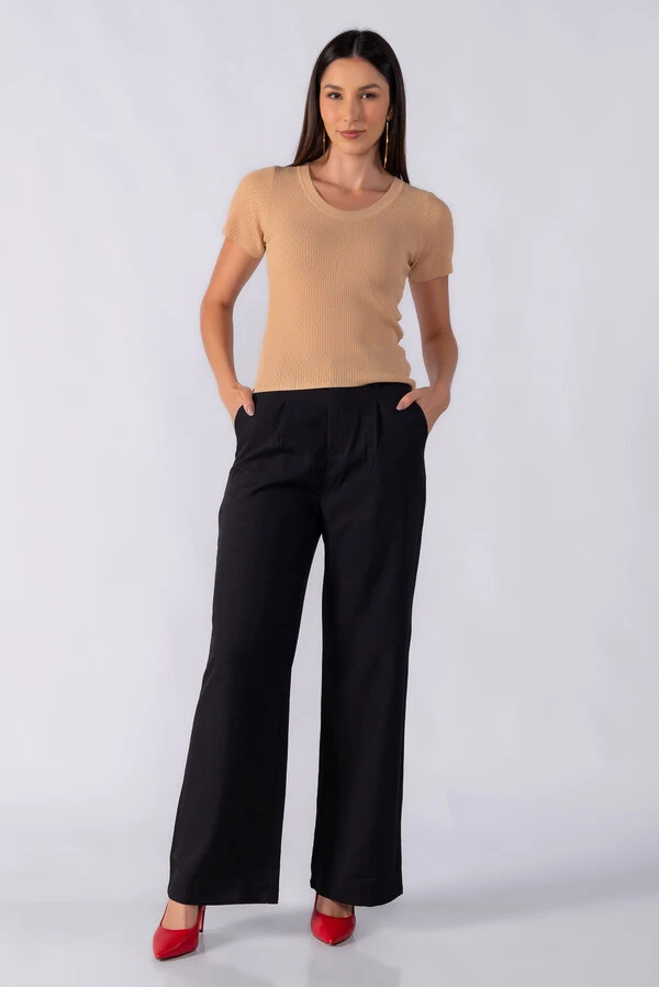Blusa tricot manga curta