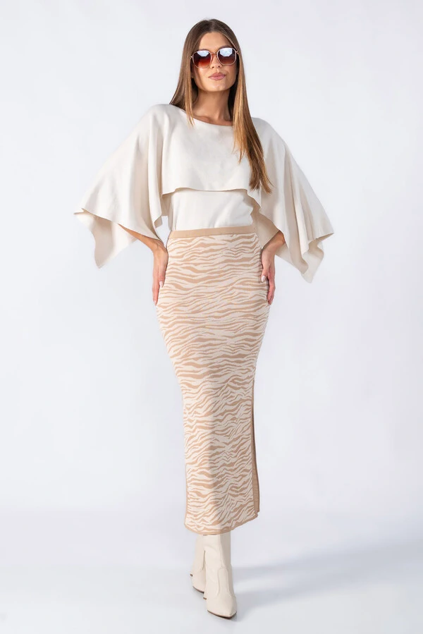 Saia midi tricot animal print