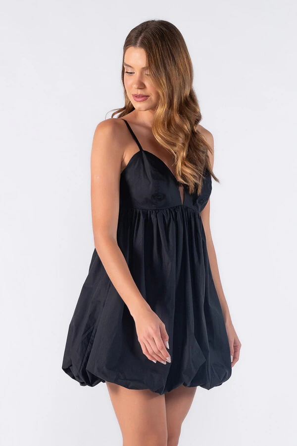 Vestido curto balone alca regulavel