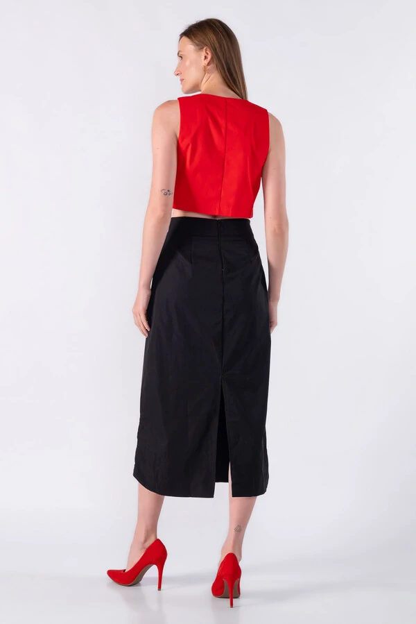 Blusa em alfaiataria bicolor
