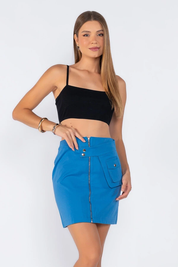 Mini saia detalhe bolso removível