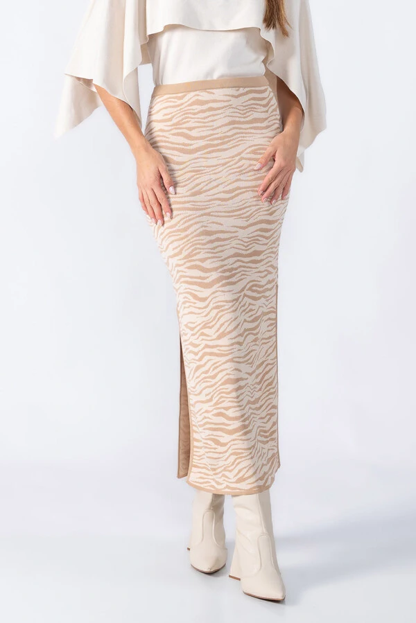 Saia midi tricot animal print