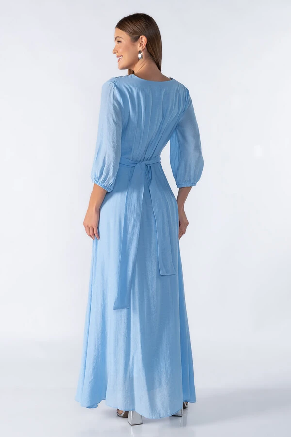 Vestido longo com decote em v