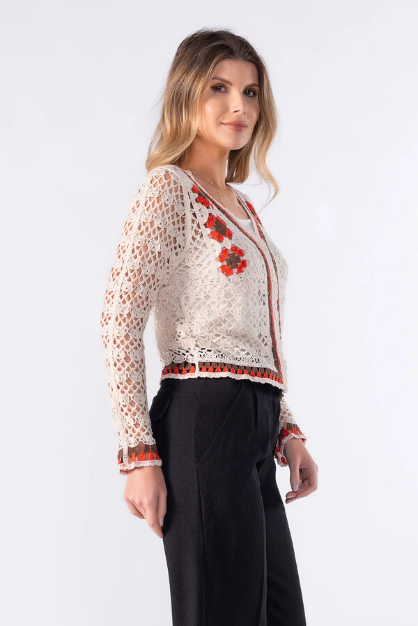 Cardigan curto croche