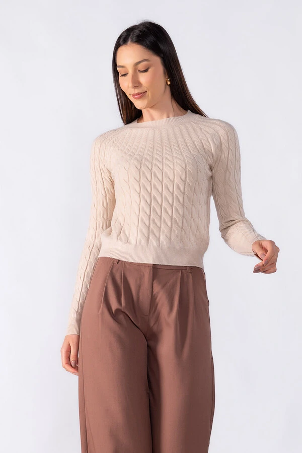 Blusa sueter texturizada manga longa