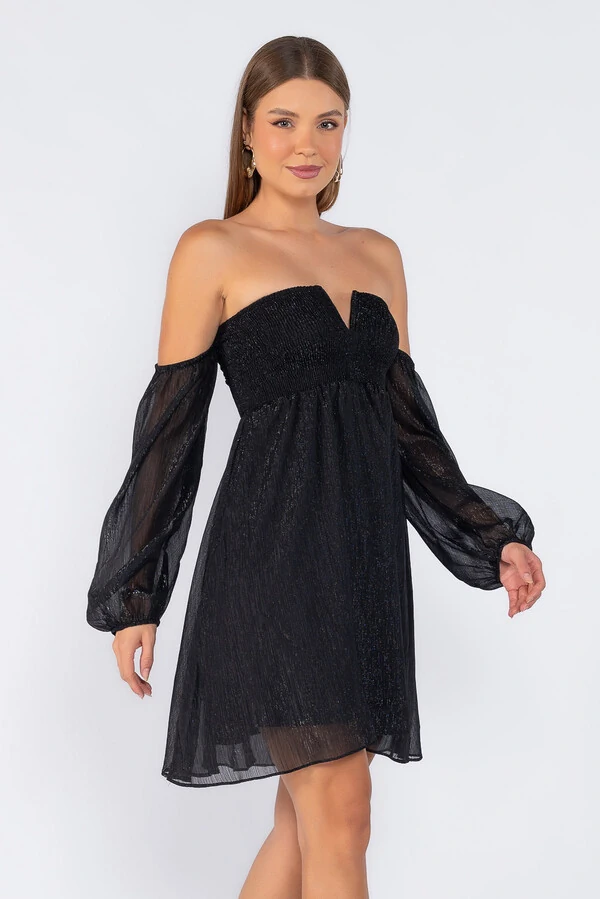 Vestido curto ciganinha manga longa