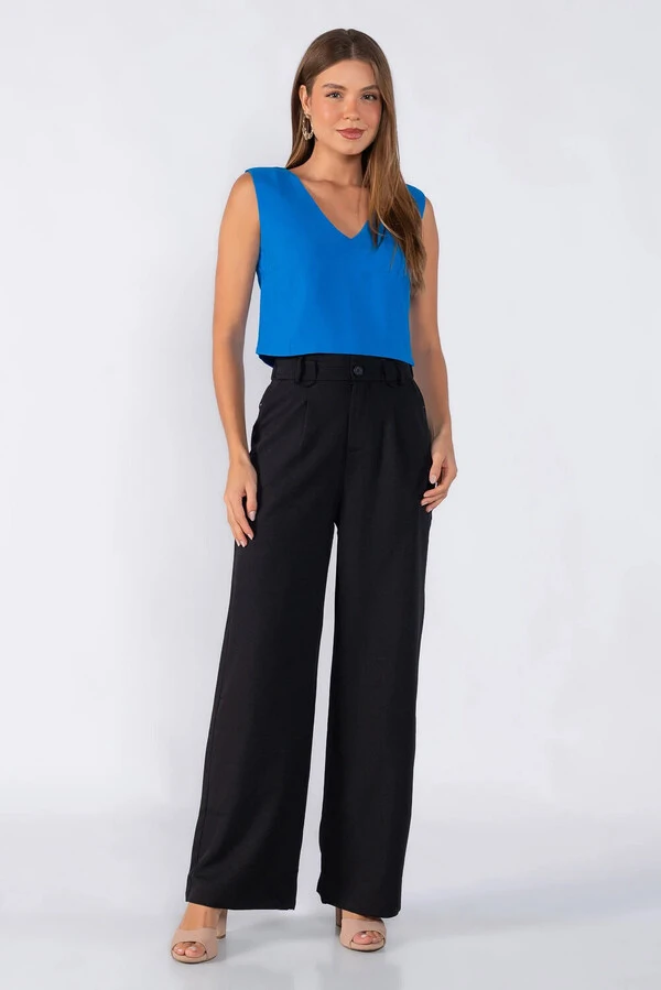 Blusa curta decote V