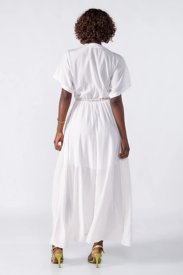 Vestido midi com cordao