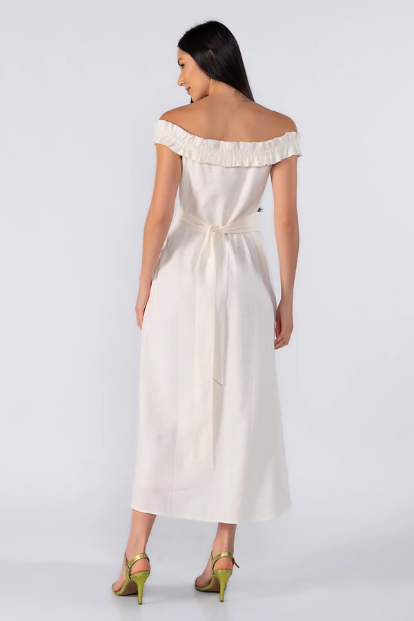 Vestido midi ombro a ombro