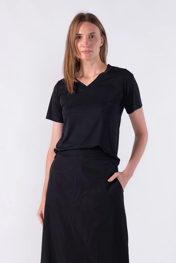 Blusa malha canelada basica