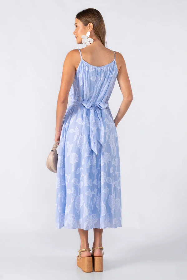 Vestido midi em algodão com bordados