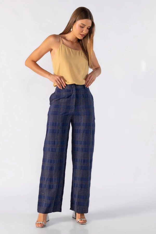 Calca pantalona alfaiataria xadrez