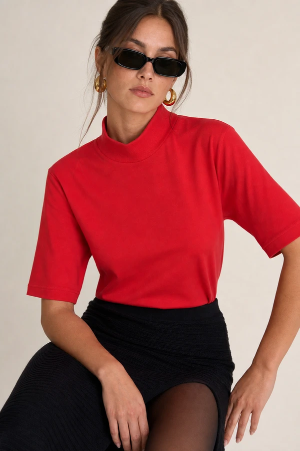 Tshirt gola alta com ziper
