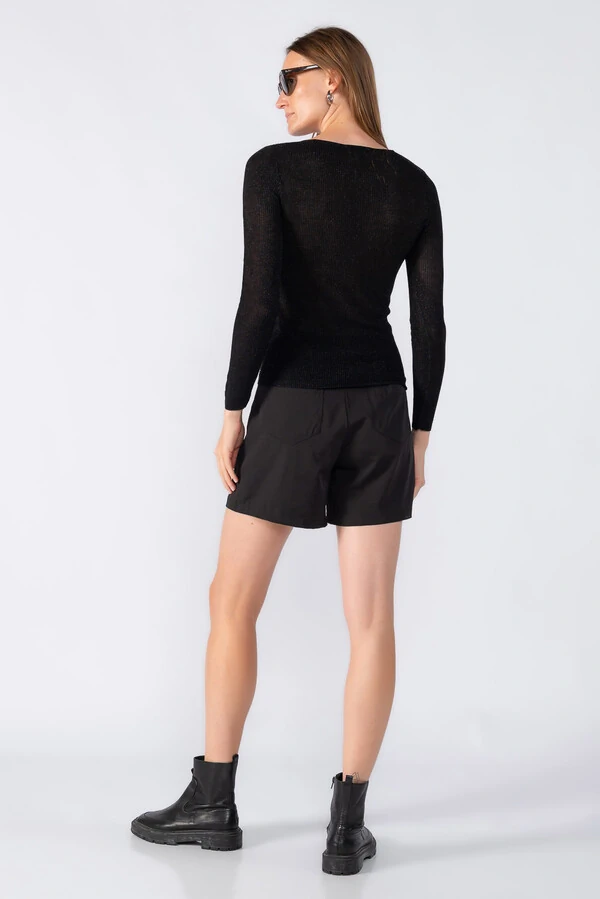 Blusa manga longa aplicacao em strass