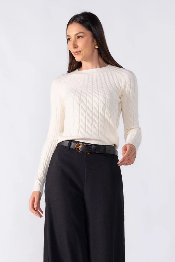 Blusa sueter texturizada manga longa