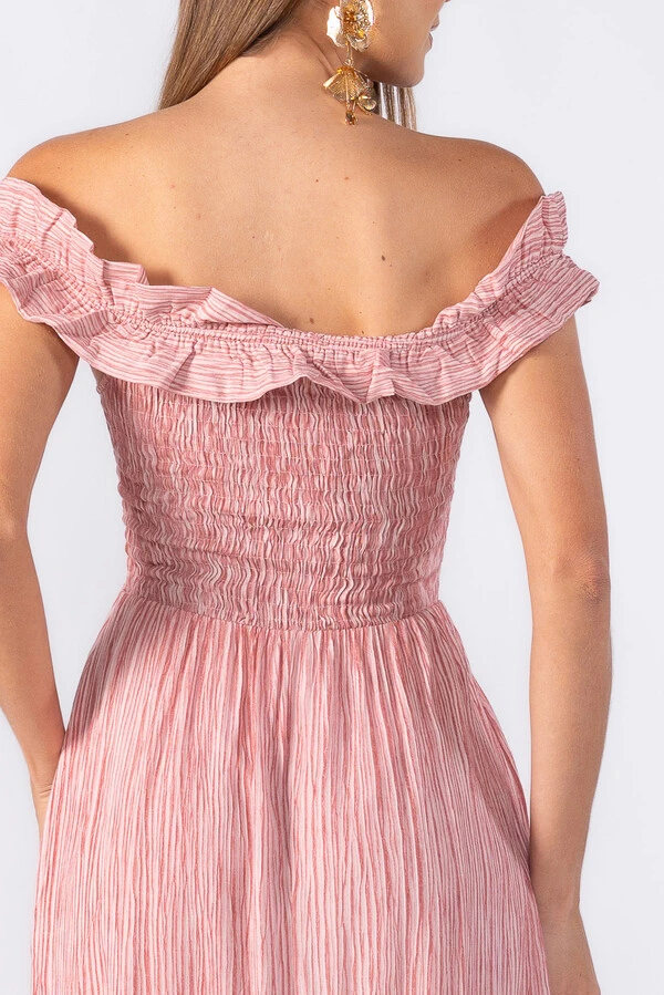 Vestido midi lastex com babado