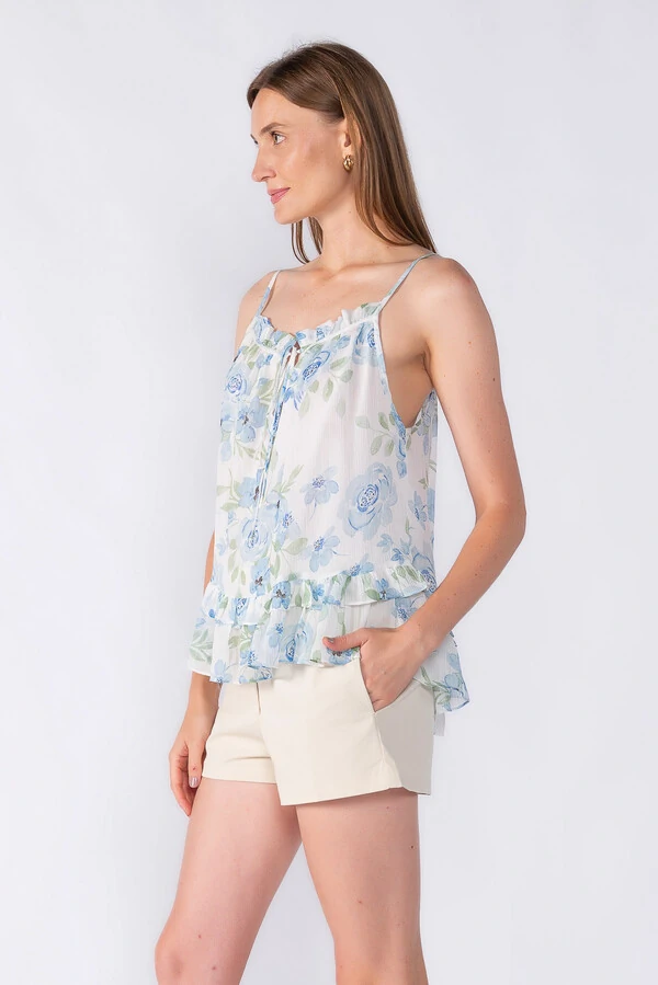 Blusa leve chiffon alça fina
