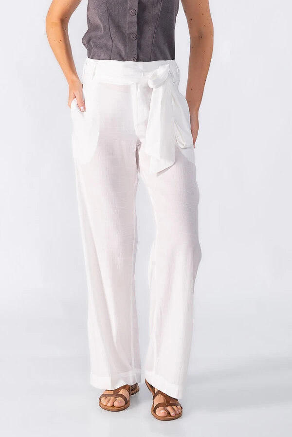 Calca pantalona com cos transpassado