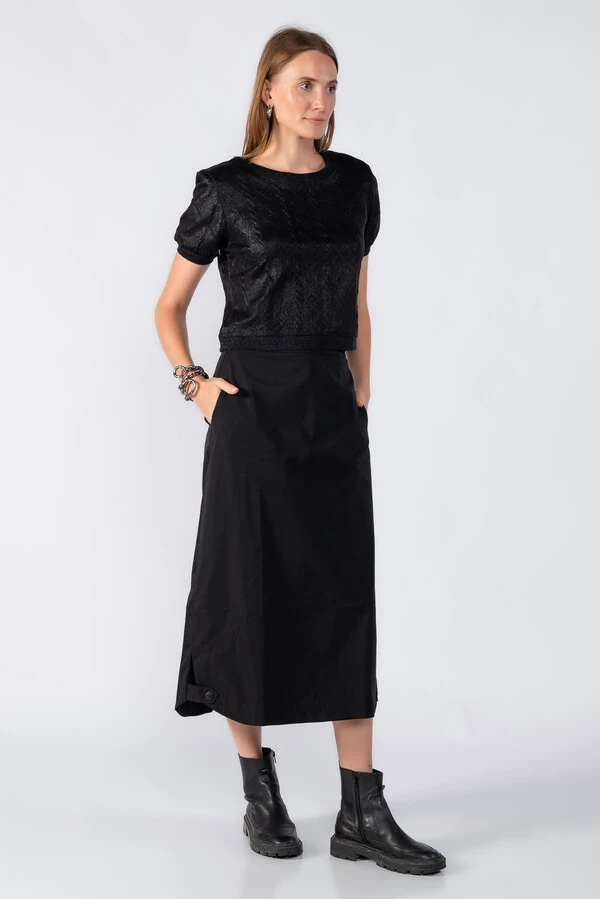 Blusa curta malha foil