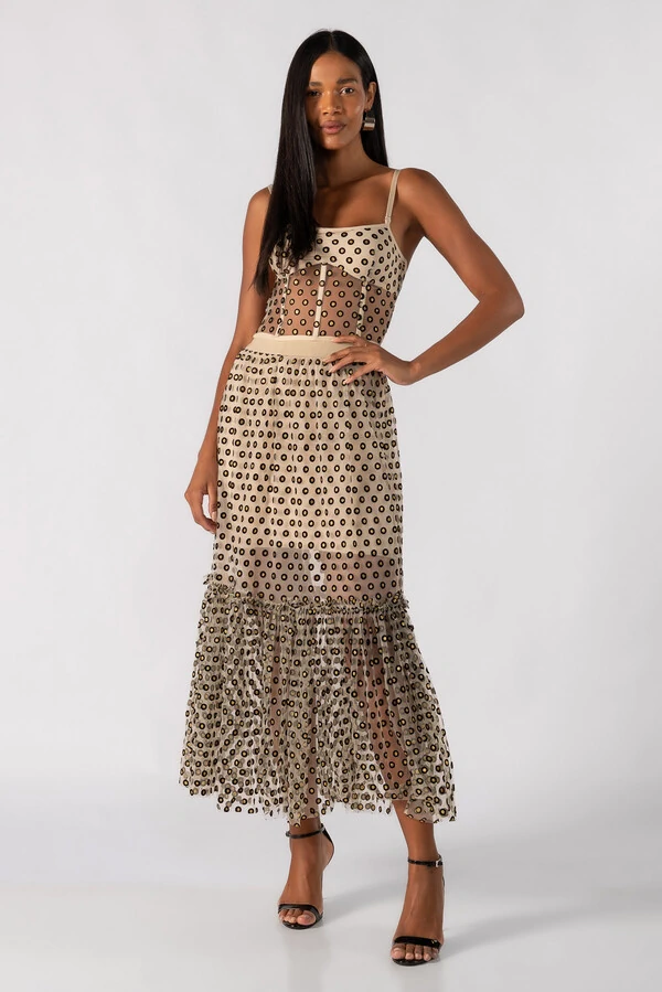 Conjunto top e saia em tule