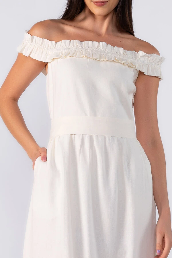 Vestido midi ombro a ombro
