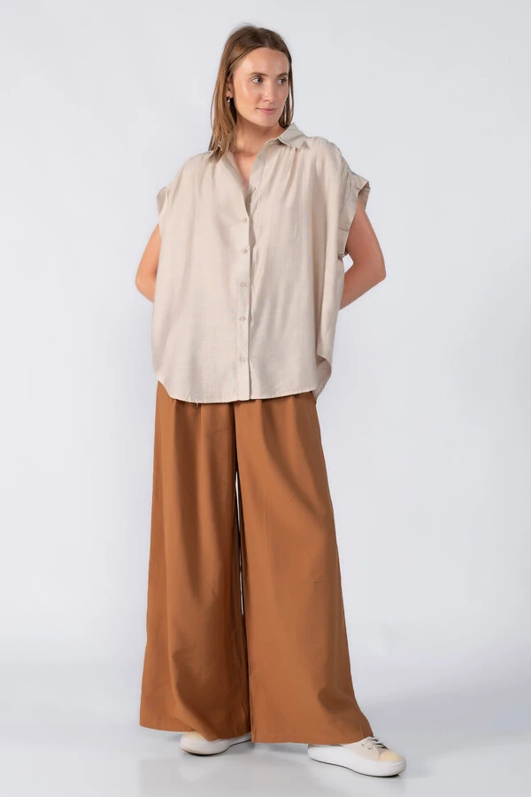 Camisa ampla barra dobrada