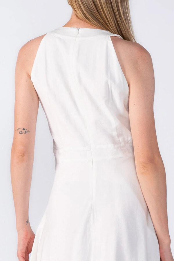 Vestido viscose decote V botões