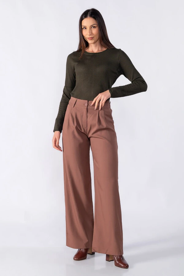 Blusa texturizada manga longa toque seda