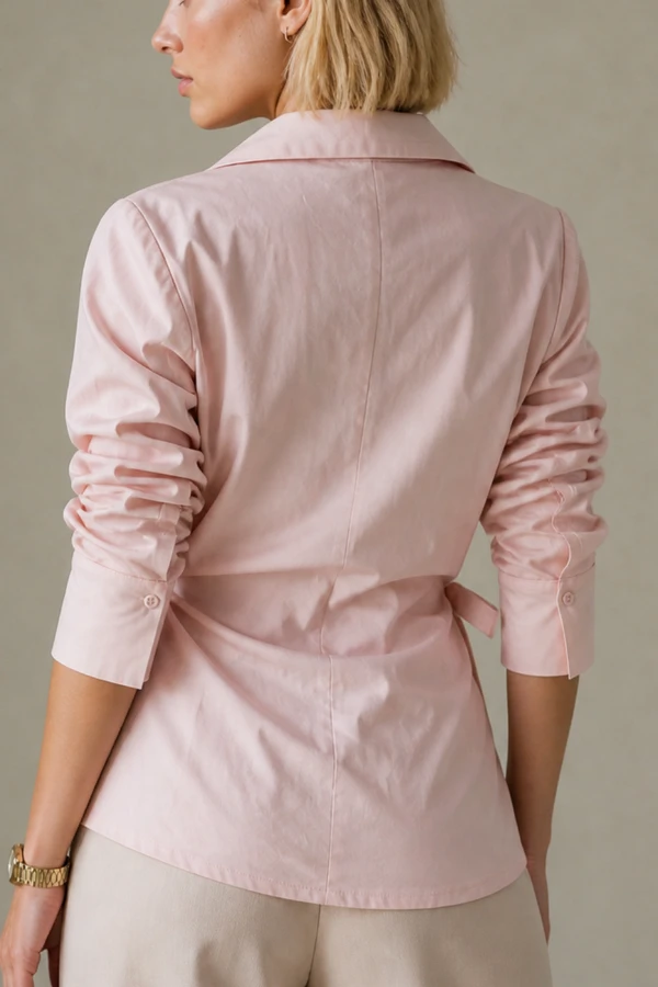 Camisa transpassada com pregas