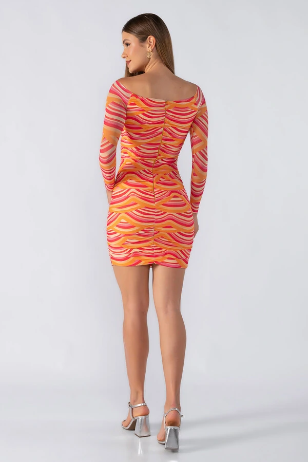 Vestido curto tule franzido