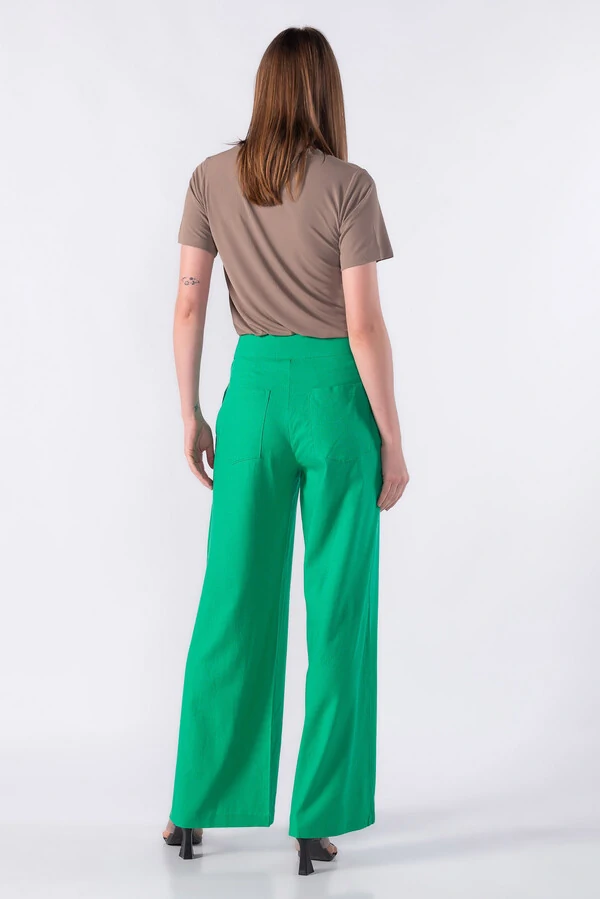 Pantalona viscolinho botao forrado