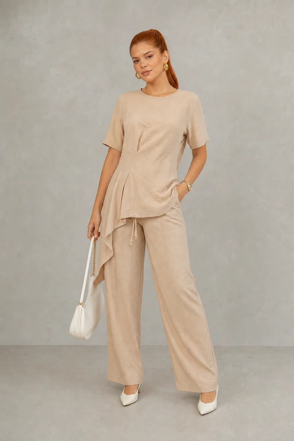 Conjunto calça e blusa com fenda lateral