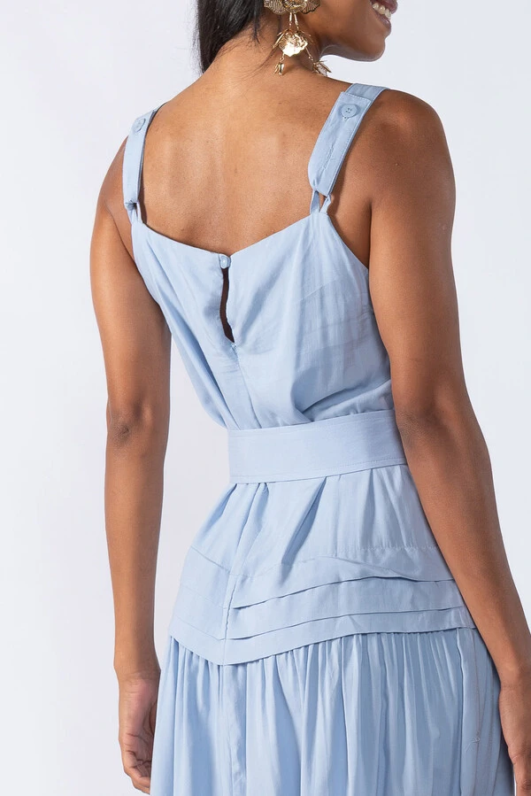 Vestido Midi Viscose com Alça e Botões