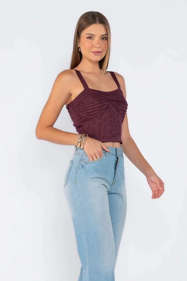 Cropped tricot texturizado