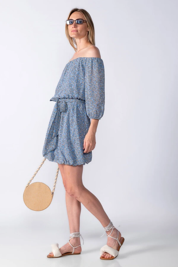Vestido curto balonê estampado