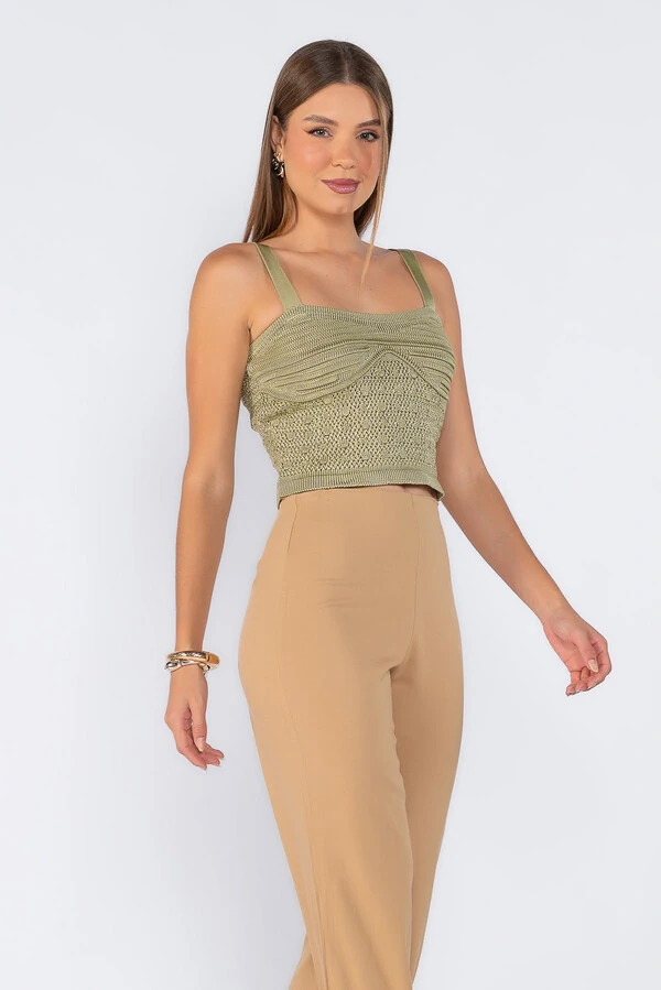 Cropped tricot texturizado