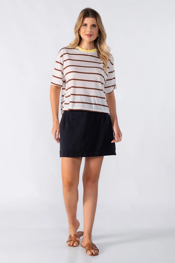 Blusas curta listrada bicolor