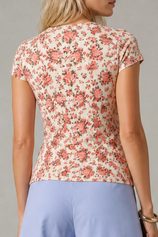 Blusa estampada canelada