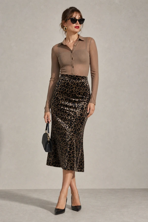Saia veludo animal print