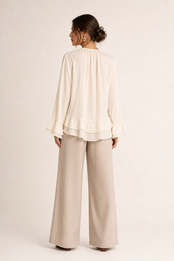 Blusa manga longa com babado
