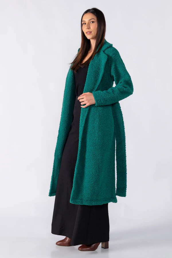 Casaco longo com faixa teddy