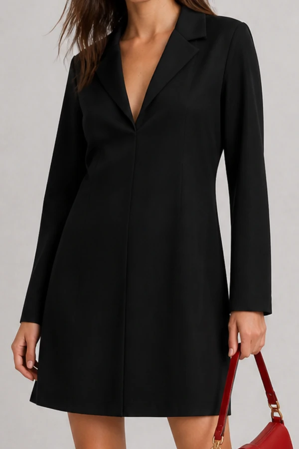 Vestido curto manga longa com gola