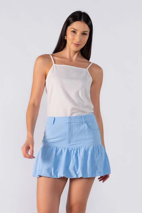 Mini saia balone com bolsos