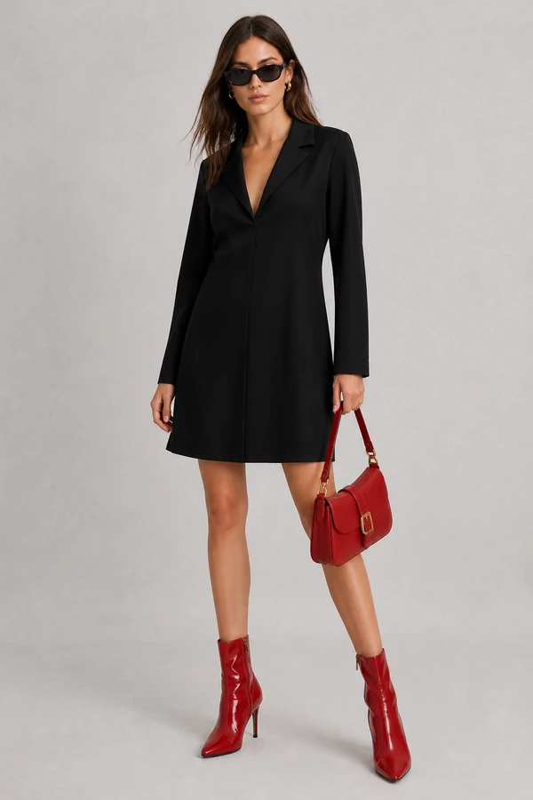 Vestido curto manga longa com gola