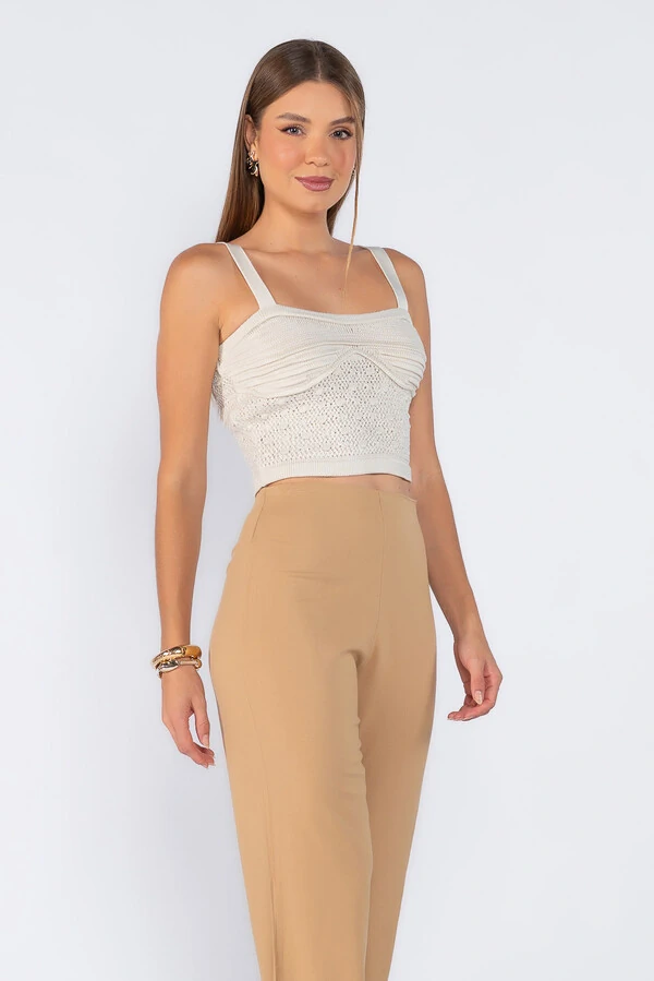 Cropped tricot texturizado