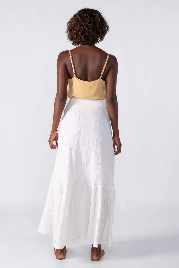 Saia longa evase com ziper